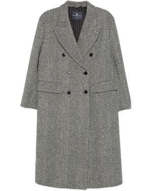 Ermanno Scervino Abrigo Con Motivo De Espiga Y Doble Botonadura - Gris