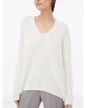 Mos Mosh Thora V-Neck Sweater - White