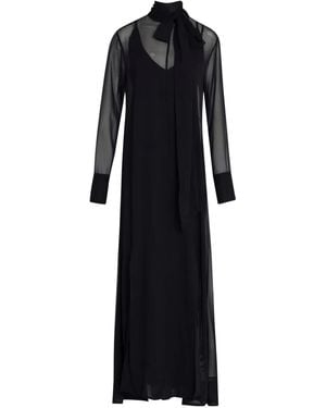 Osklen Semi-Sheer Long Sleeve Dress - Black
