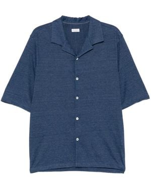 Brunello Cucinelli Camp-Collar Buttoned Shirt - Blue