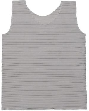 Issey Miyake Horizontal-Pleated Top - Grey