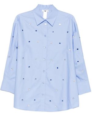 Twinset Crystal-Embellished Eyelet Shirt - Blue