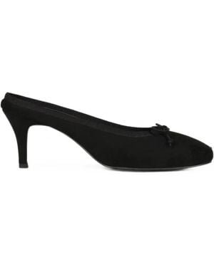 604SERVICE Mules Satinées À Talon Et Effet Usé - Black