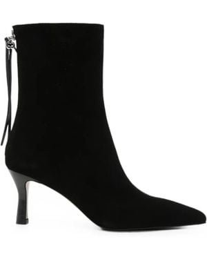 Maje Pointed-Toe Rear-Zip Ankle Boots - Black