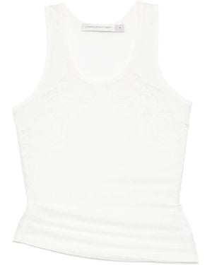 Christopher Esber Encased Lace Ribbed Tank Top - White