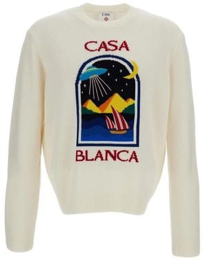 CASABLANCA Graphic-Jacquard Wool Sweater - White