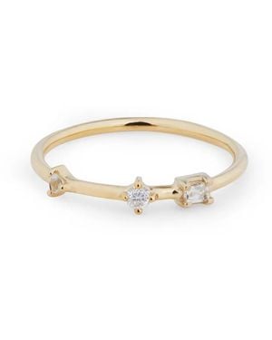 Otiumberg 9Kt Three Stone Bamboo Gelbgoldring - Weiß