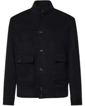 Lardini Ribbed-Trim Bomber Jacket - Black