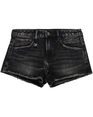 R13 Effie Frayed-Edge Denim Shorts - Black