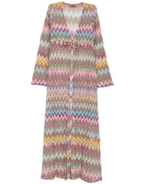 Missoni Zigzag-Pattern V-Neck Cover-Up - White