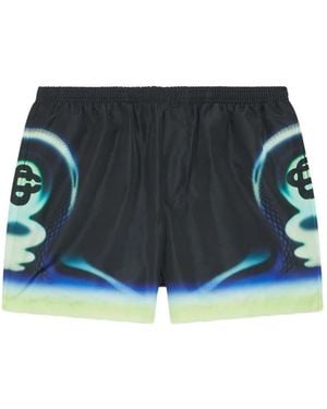 CASABLANCA Graphic-Print Swim Shorts - Black