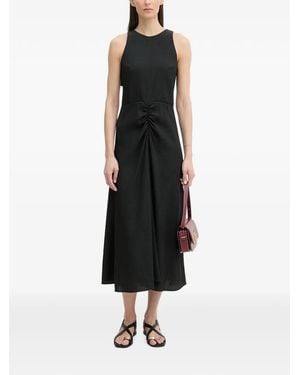 Sessun Lua Ruched Open-Back Midi Dress - Black
