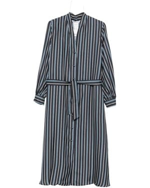 Max Mara Mxmtauro Striped Belted Midi Dress - Blue