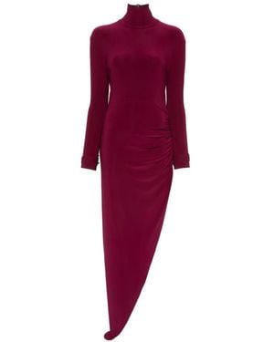 Norma Kamali Ruched Asymmetric-Hem Dress - Purple