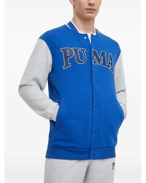 PUMA Squad Logo-Print Colour-Block Jacket - Blue