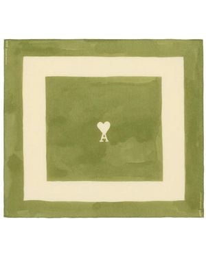Ami Paris Ami De Coeur Printed Scarf - Green