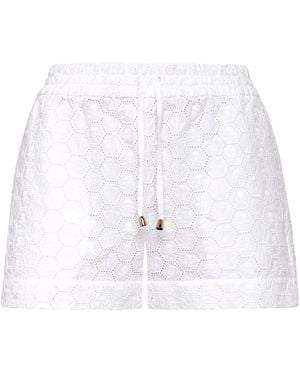 Philipp Plein Logo-Embroidered Lace Shorts - White