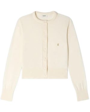 Sandro Padded-Round-Neck Cardigan - White