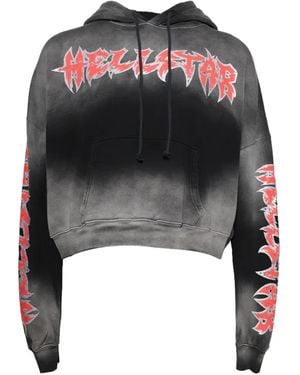 HELLSTAR Stars Shine Graffiti-Print Cropped Hoodie - Black