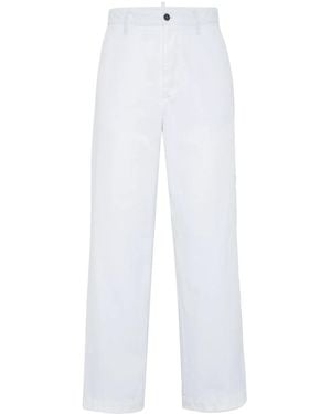 DSquared² Cotton Straight-Leg Trousers - White