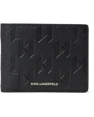 Karl Lagerfeld Small K/Loom Bi-Fold Leather Wallet - Black