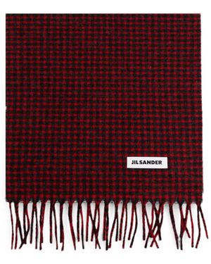 Jil Sander Fringed Wool Scarf - Purple