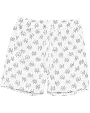 Eleventy Crab-Print Swim Shorts - White
