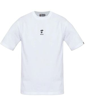 A Bathing Ape Ape Head-Embroidered T-Shirt - White