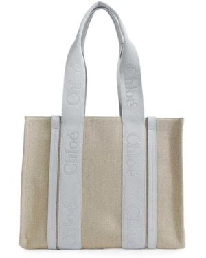 Chloé Woody Logo-Embroidered Tote Bag - White