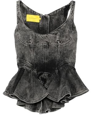 Marques'Almeida Top Denim Asimmetrico - Nero