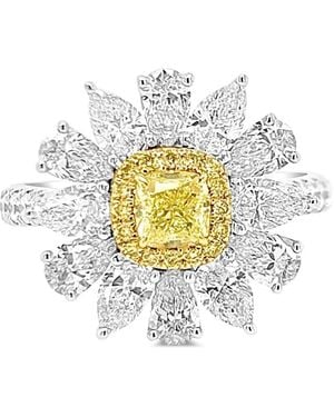 HYT Jewelry Floral-Design Diamond Ring - Brown