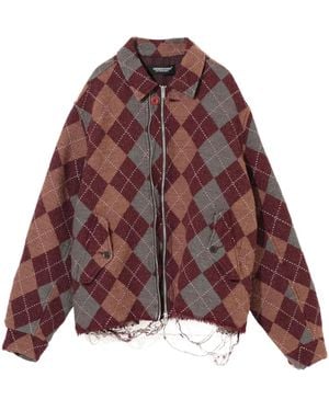 Undercover Argyle Wool-Blend Jacket - Red