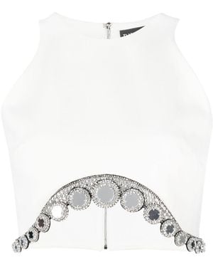 David Koma Crystal Tentacle Cropped Top - White