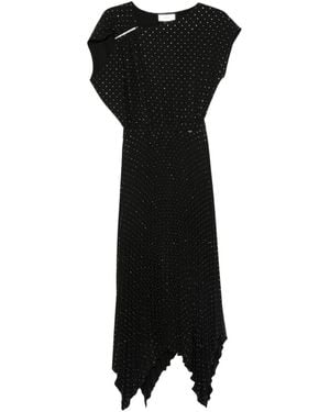 Nissa Embellished Asymmetric Midi Dress - Black