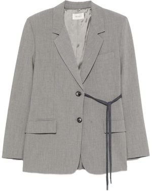 ViCOLO Tie-Fastening Notched-Lapels Blazer - Grey