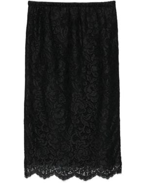 Marie Adam-Leenaerdt Lace-Overlay Midi Skirt - Black
