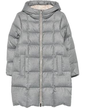 Peserico Quilted Hooded Coat - Grey
