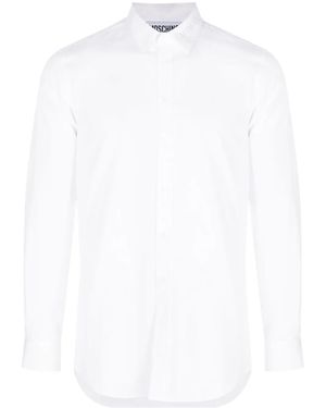 Moschino Logo-Embroidered Long-Sleeve Cotton Shirt - White
