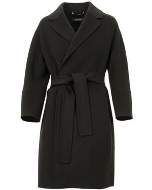 Max Mara Belted Notch-Lapel Coat - Black