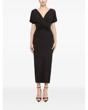 Nissa Glitter V-Neck Maxi Dress - Black