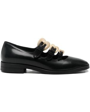 A.Bocca Buckle Strap-Detail Flat Court Shoes - Black