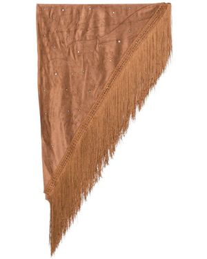 VENUJA Fringe-Trim Crystal-Embellished Sarong - Brown