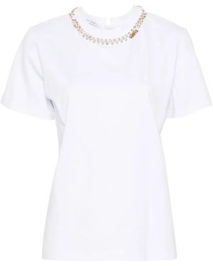Alberta Ferretti Crystal-Embellished Cotton T-Shirt - White