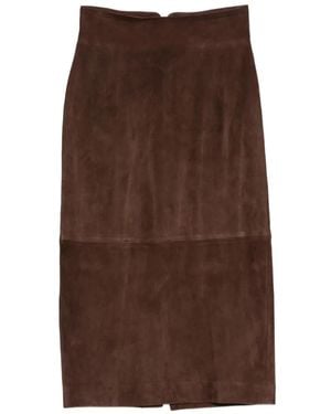 Tagliatore Myrtie Suede Midi Skirt - Brown