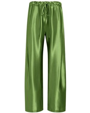 KHAITE Rohen Satin Trousers - Green
