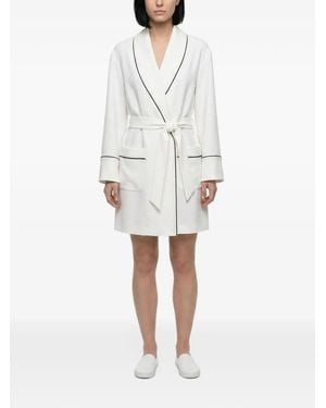 Dolce & Gabbana Contrast-Piping Belted Dressing Gown - White