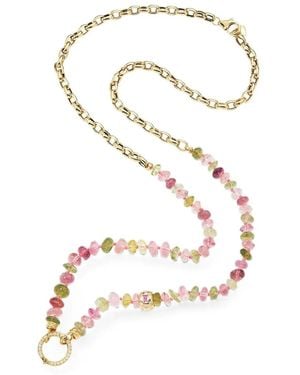 Eden Presley Round-Pendant Tourmaline Necklace - White