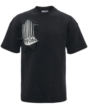 JW Anderson Barcode-Print Short-Sleeved Sweatshirt - Black