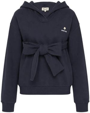 ShuShu/Tong Bow-Detail Logo-Patch Hoodie - Blue