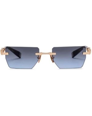 Balmain Zonnebril Met Rechthoekig Montuur - Blauw